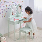 Teamson Kids Set toeletta in legno Heart Glow con specchio e sgabello con luci a LED