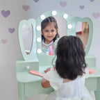 Teamson Kids Set toeletta in legno Heart Glow con specchio e sgabello con luci a LED