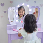 Teamson Kids Set toeletta in legno Heart Glow con specchio e sgabello con luci a LED