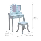 Teamson Kids Set toeletta in legno Heart Glow con specchio e sgabello con luci a LED
