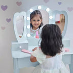 Teamson Kids Set toeletta in legno Heart Glow con specchio e sgabello con luci a LED