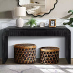 Okak 59IN Farmhouse Curved Entryway Table, Console Table with 2 Hidden Handle Drawers, Hallway Table for Livng Room, Dining Room