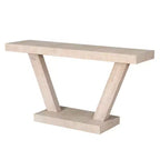 Okak 60IN Tavolo Consolle Vintage a 2 Livelli in Impiallacciatura di Legno Massello, Tavolo d'Ingresso con Gambe Robuste e Base Spessa, Tavolo da Corridoio per Soggiorno