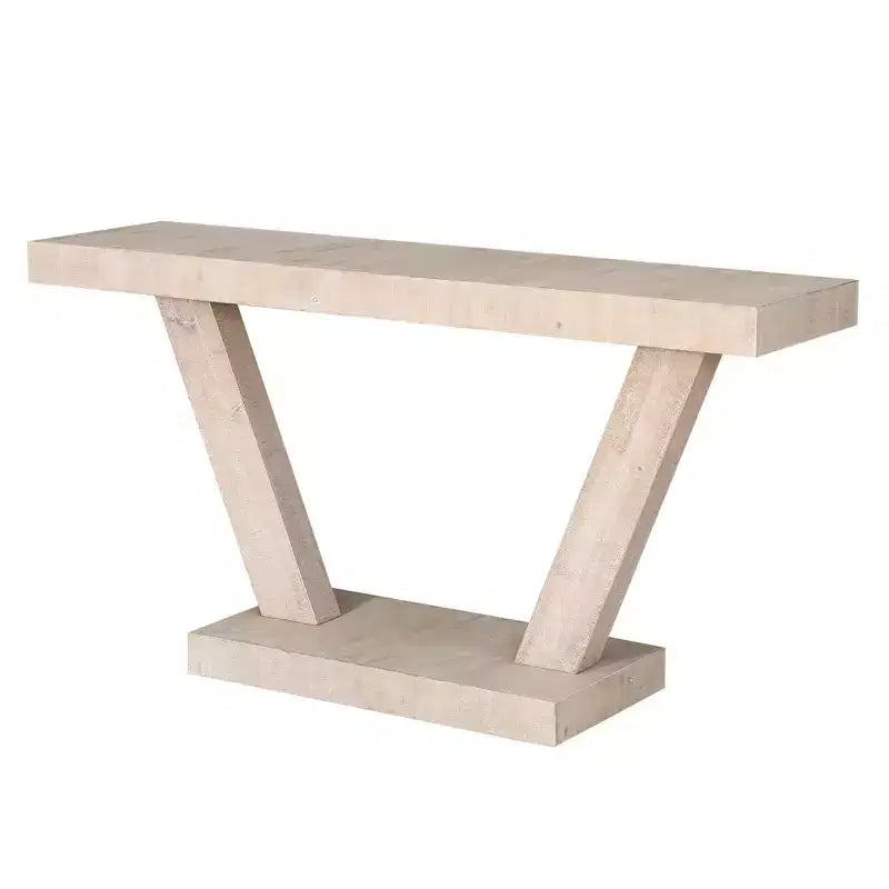 Okak 60IN Tavolo Consolle Vintage a 2 Livelli in Impiallacciatura di Legno Massello, Tavolo d'Ingresso con Gambe Robuste e Base Spessa, Tavolo da Corridoio per Soggiorno