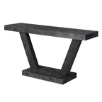 Okak 60IN Tavolo Consolle Vintage a 2 Livelli in Impiallacciatura di Legno Massello, Tavolo d'Ingresso con Gambe Robuste e Base Spessa, Tavolo da Corridoio per Soggiorno