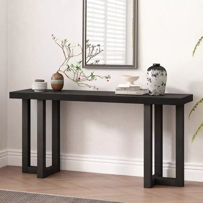 Okak 63IN Consolle Moderna con Gambe in Legno Massello, Elegante Tavolo da Ingresso con Piano Spesso, Tavolo da Corridoio per Soggiorno, Camera da Letto