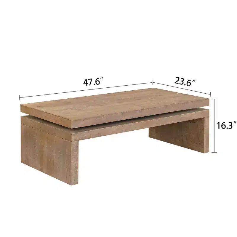 Tavolino da Caffè Rettangolare Moderno Rustico in Legno con Piano Flottante, 47 Pollici
