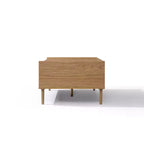 LuxenHome Tavolino da caffè marrone in legno multistrato Summer Oak con 2 cassetti, 47 L x 23,4 P