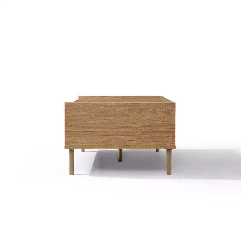LuxenHome Tavolino da caffè marrone in legno multistrato Summer Oak con 2 cassetti, 47 L x 23,4 P