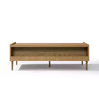 LuxenHome Tavolino da caffè marrone in legno multistrato Summer Oak con 2 cassetti, 47 L x 23,4 P