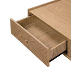 LuxenHome Tavolino da caffè marrone in legno multistrato Summer Oak con 2 cassetti, 47 L x 23,4 P