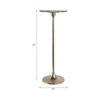 Elegante tavolino, tavolino da appoggio o comodino piccolo per l'arredamento della stanza - Tavolino da bevande sottile in metallo con piano in marmo e base a tromba