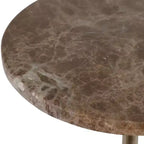 Elegante tavolino, tavolino da appoggio o comodino piccolo per l'arredamento della stanza - Tavolino da bevande sottile in metallo con piano in marmo e base a tromba