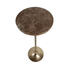 Elegante tavolino, tavolino da appoggio o comodino piccolo per l'arredamento della stanza - Tavolino da bevande sottile in metallo con piano in marmo e base a tromba