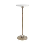 Elegante tavolino, tavolino da appoggio o comodino piccolo per l'arredamento della stanza - Tavolino da bevande sottile in metallo con piano in marmo e base a tromba