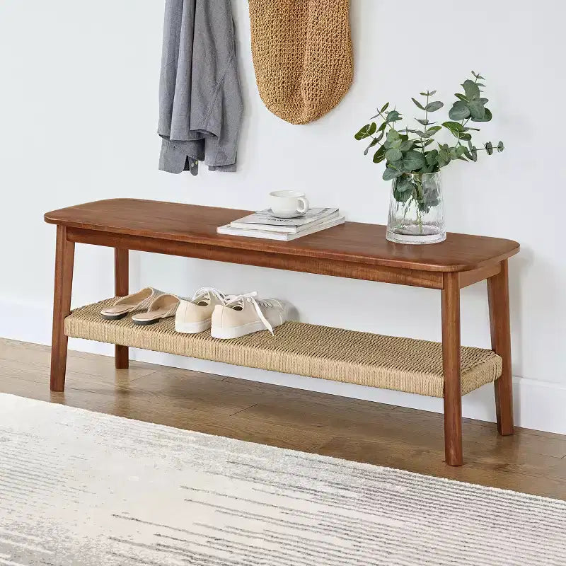 Panca in legno di acacia Alaterre Calais da 122 cm, colore castagno