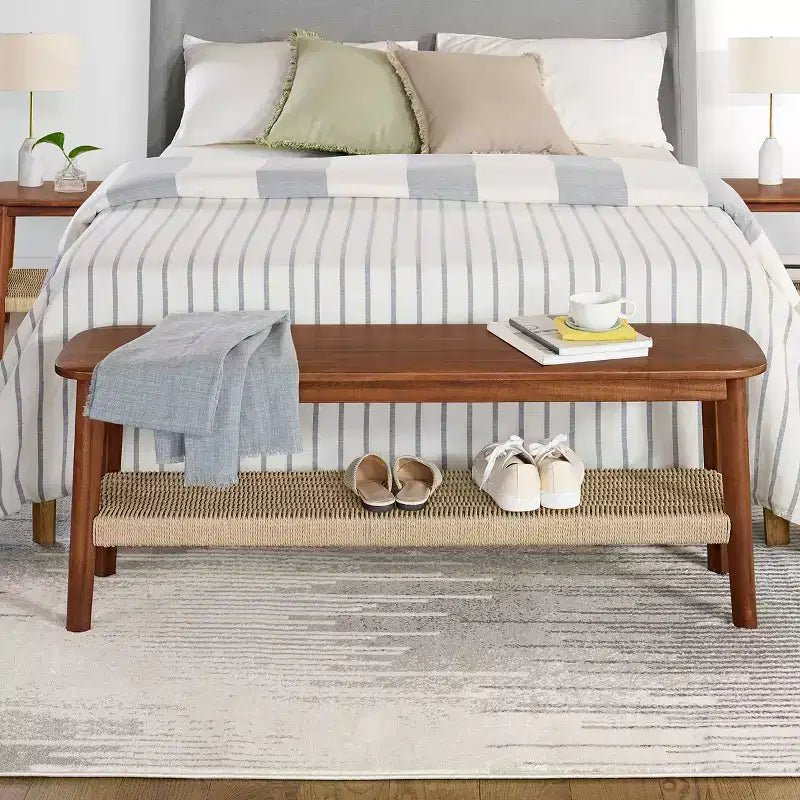 Panca in legno di acacia Alaterre Calais da 122 cm, colore castagno