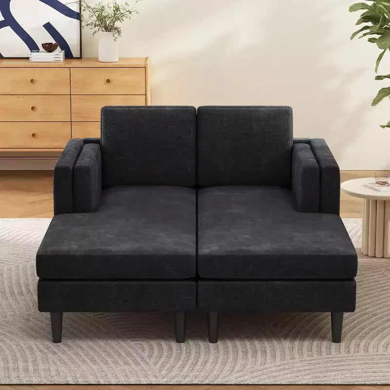 GDFStudio Ellen Modern 53.5 Chenile Upholstered Chaise Lounge Sofa