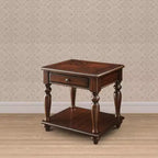 Wooden End Table with 1 Drawer and 1 Bottom Shelf