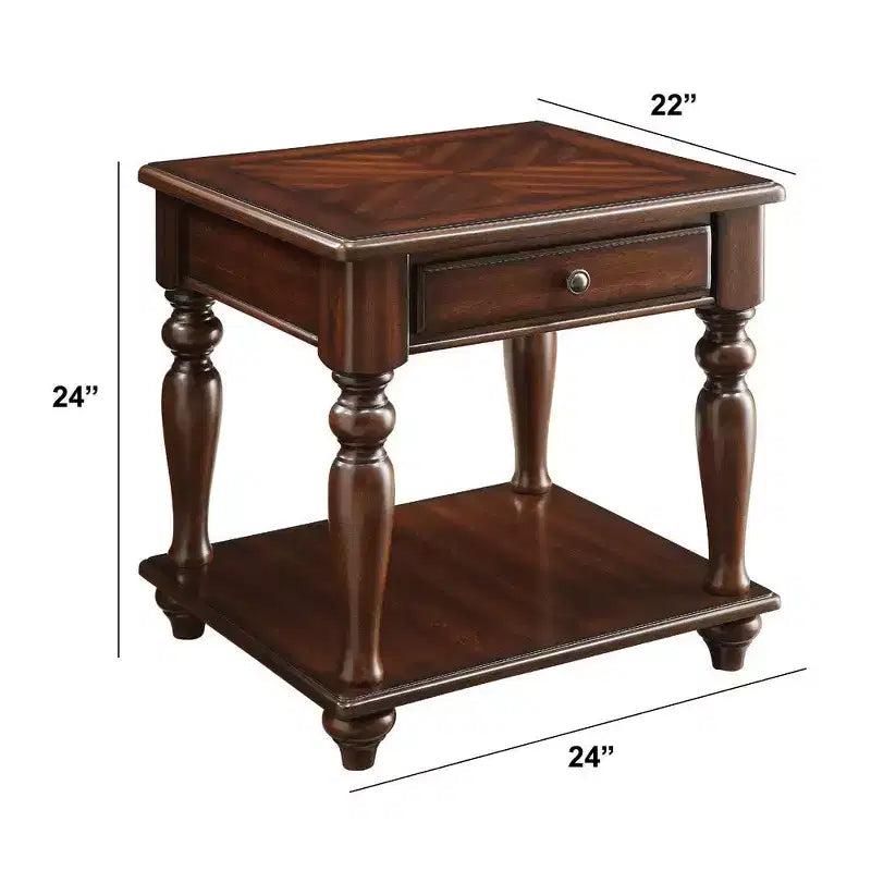 Tavolino in legno con 1 cassetto e 1 ripiano inferiore