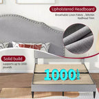 BestMassage Telaio Letto Imbottito con Testiera in Tessuto Base per Materasso Nessuna Rete a Molle Necessaria