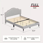 BestMassage Telaio Letto Imbottito con Testiera in Tessuto Base per Materasso Nessuna Rete a Molle Necessaria