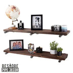 Scaffali RESTORE Trail Brown da 36 pollici con staffe diritte di Pipe Decor