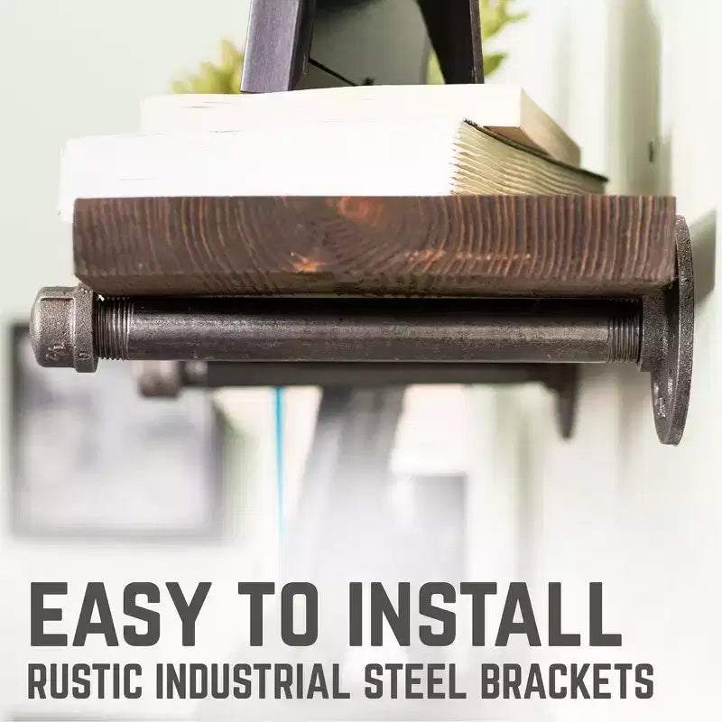 Scaffali RESTORE Trail Brown da 36 pollici con staffe diritte di Pipe Decor