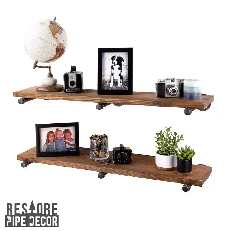 RESTORE Autumn Brown 36 in. Mensole con staffe diritte di Pipe Decor