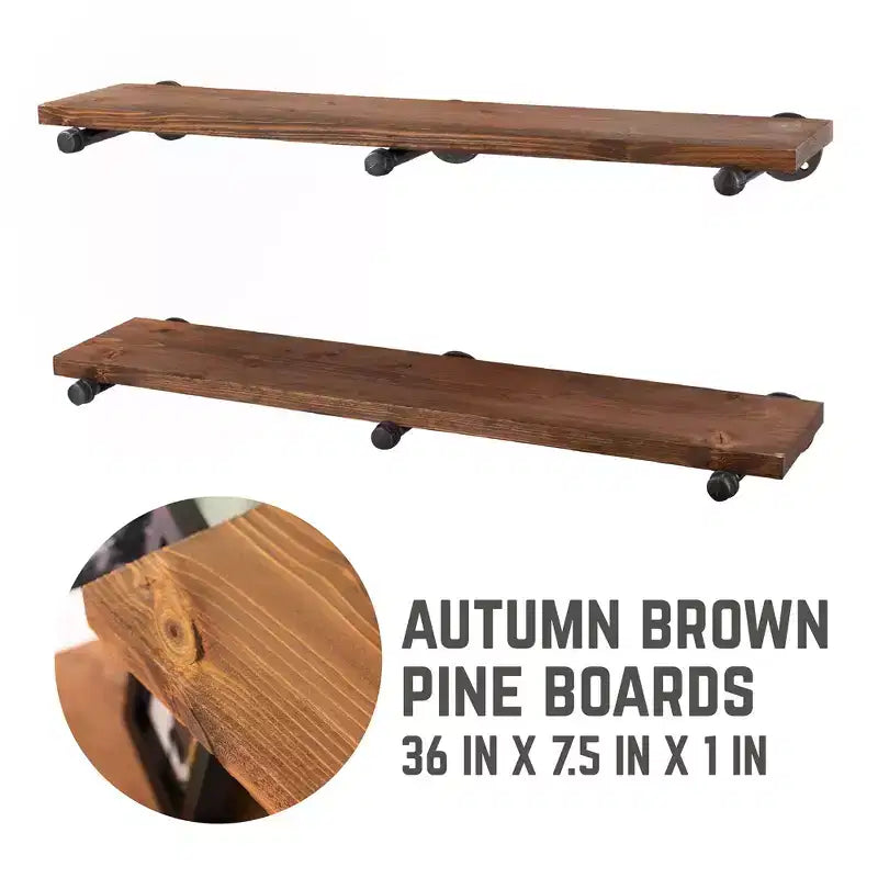 RESTORE Autumn Brown 36 in. Mensole con staffe diritte di Pipe Decor