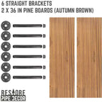 RESTORE Autumn Brown 36 in. Mensole con staffe diritte di Pipe Decor