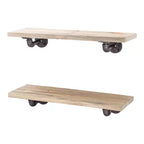 RESTORE Driftwood Tan 24 in. Shelves with L-Shaped Brackets by Pipe Decor