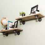 RESTORE Mensole Driftwood Tan da 60 cm con Staffe a L di Pipe Decor