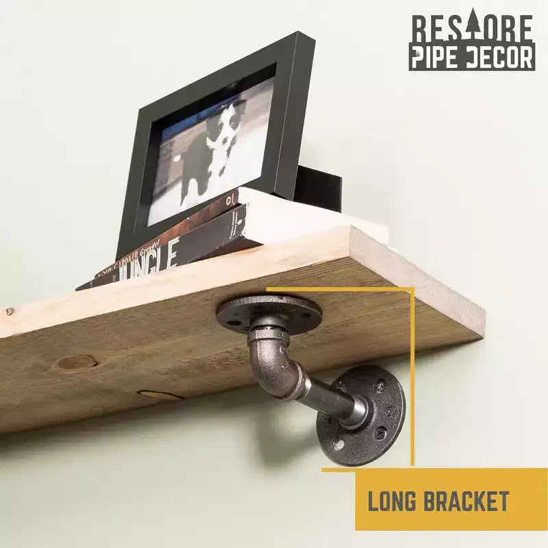 RESTORE Mensole Driftwood Tan da 60 cm con Staffe a L di Pipe Decor