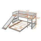 Letto a castello a pavimento con scivolo e scale, letto a castello basso singolo su singolo con contenitore, letto a castello in legno singolo per bambini e neonati
