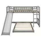 Letto a castello a pavimento con scivolo e scale, letto a castello basso singolo su singolo con contenitore, letto a castello in legno singolo per bambini e neonati