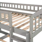 Letto a castello a pavimento con scivolo e scale, letto a castello basso singolo su singolo con contenitore, letto a castello in legno singolo per bambini e neonati