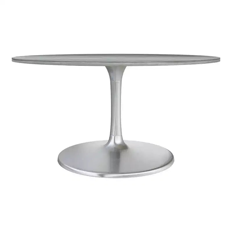 HomeRoots Tavolo da pranzo rotondo con piano in marmo grigio e argento da 60 e base a piedistallo in alluminio