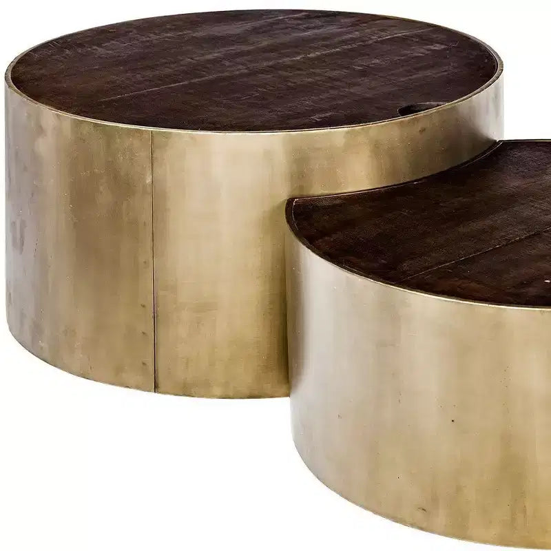Tavolini da caffè rotondi impilabili HomeRoots in legno marrone