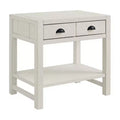 Alaterre Furniture Arden 2-Drawer Nightstand with Open Shelf, Solid Pine Wood, Driftwood White Finish, Metal Drawer Glides, Ideal for Bedroom Storage