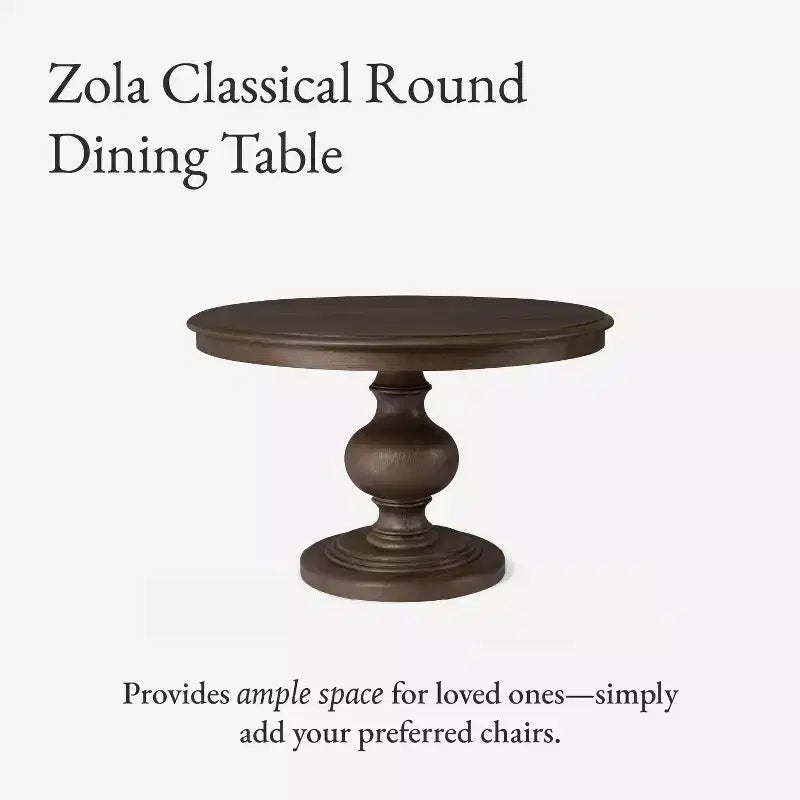 Tavolo da pranzo rotondo classico in legno Zola di Maven Lane