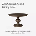 Tavolo da pranzo rotondo classico in legno Zola di Maven Lane