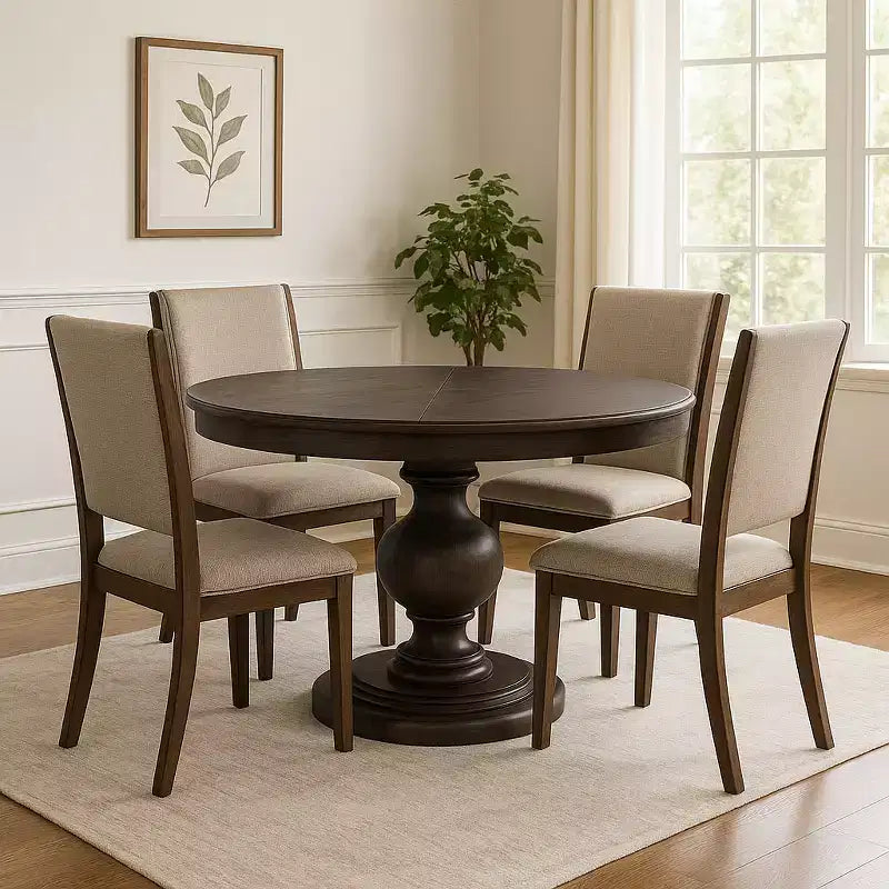 Tavolo da pranzo rotondo classico in legno Zola di Maven Lane