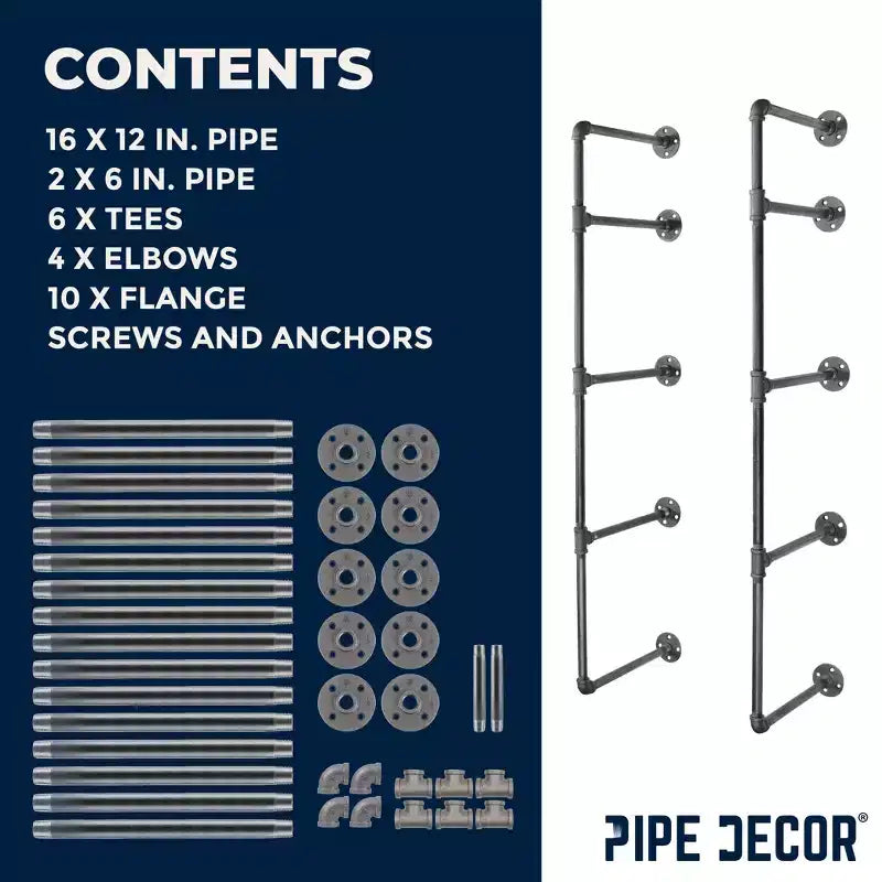 Scaffale a parete a 4 ripiani di PIPE DECOR