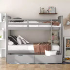 Letto a Castello Completo su Completo con Cassetti, Struttura per Letto a Castello in Legno di Dimensione Completa per Bambini Adolescenti Adulti, Convertibile in 2 Letti