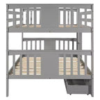 Letto a Castello Completo su Completo con Cassetti, Struttura per Letto a Castello in Legno di Dimensione Completa per Bambini Adolescenti Adulti, Convertibile in 2 Letti