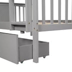Letto a Castello Completo su Completo con Cassetti, Struttura per Letto a Castello in Legno di Dimensione Completa per Bambini Adolescenti Adulti, Convertibile in 2 Letti