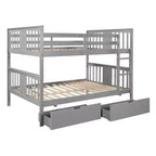 Letto a Castello Completo su Completo con Cassetti, Struttura per Letto a Castello in Legno di Dimensione Completa per Bambini Adolescenti Adulti, Convertibile in 2 Letti