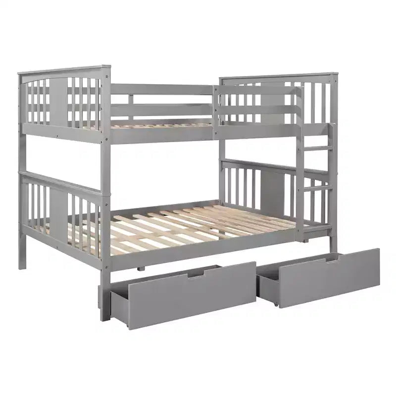Letto a Castello Completo su Completo con Cassetti, Struttura per Letto a Castello in Legno di Dimensione Completa per Bambini Adolescenti Adulti, Convertibile in 2 Letti