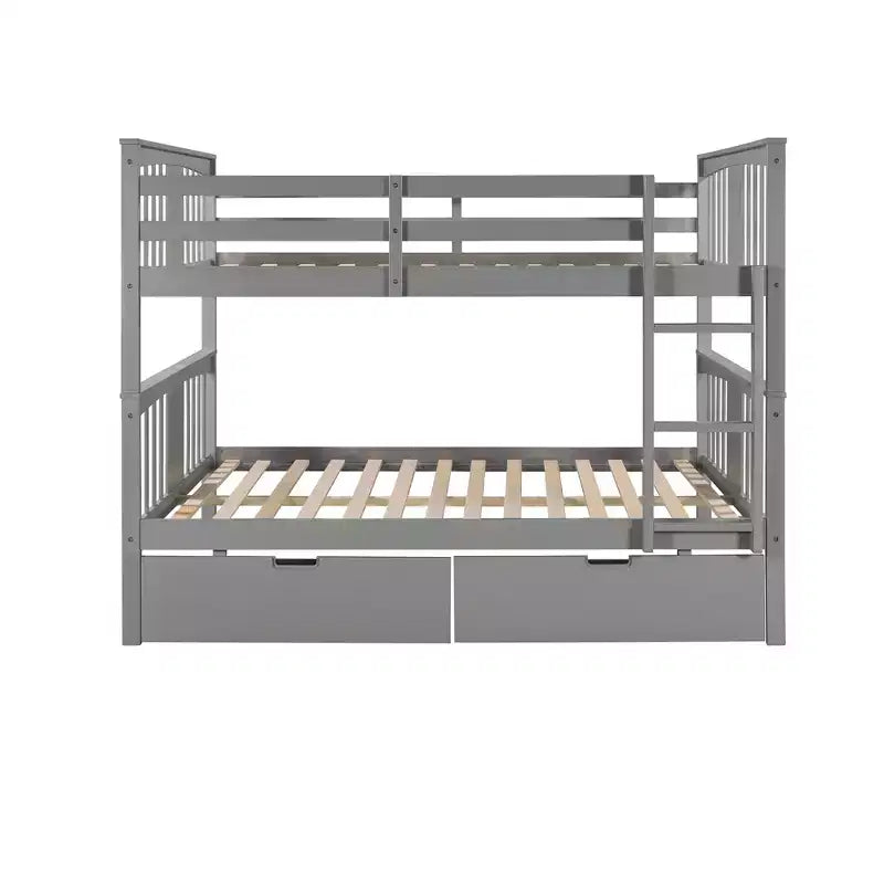 Letto a Castello Completo su Completo con Cassetti, Struttura per Letto a Castello in Legno di Dimensione Completa per Bambini Adolescenti Adulti, Convertibile in 2 Letti